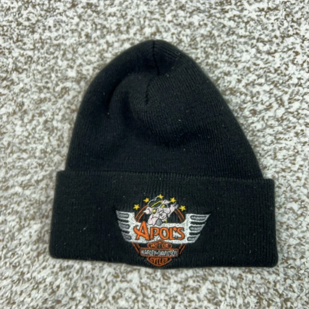 Harley Davidson Hat Beanie Youth One Size‎ Black Knit Apol's Motorcycle Boys USA